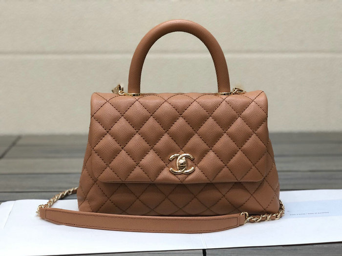 Chanel Small Flap Bag with Top Handle Camel A92990