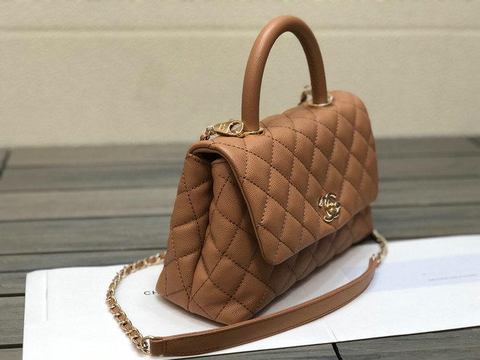 Chanel Small Flap Bag with Top Handle Camel A92990