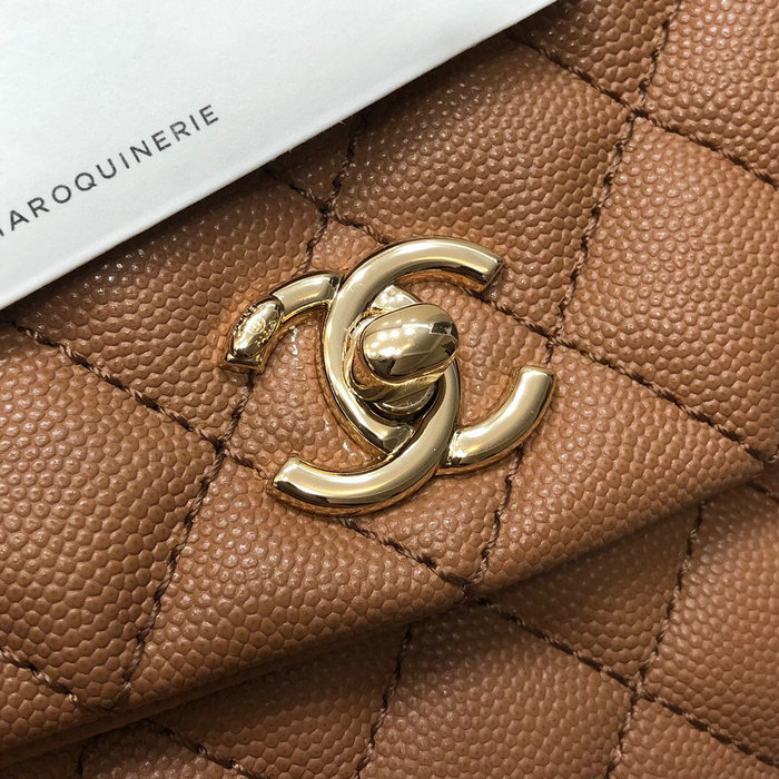 Chanel Small Flap Bag with Top Handle Camel A92990