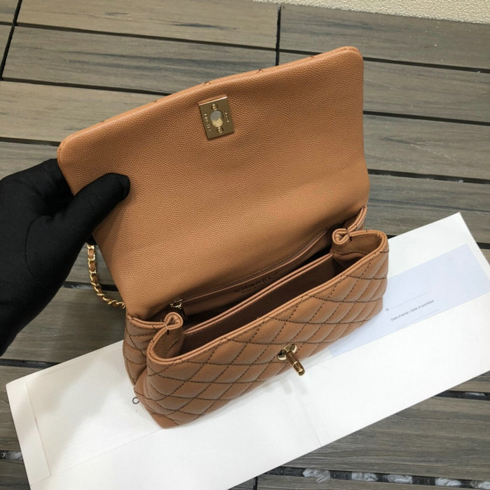 Chanel Small Flap Bag with Top Handle Camel A92990