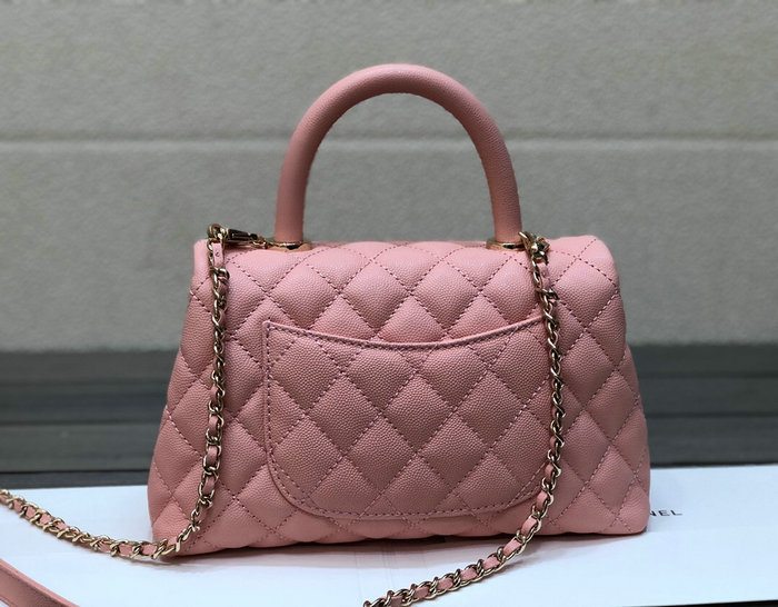 Chanel Small Flap Bag with Top Handle Pink A92990