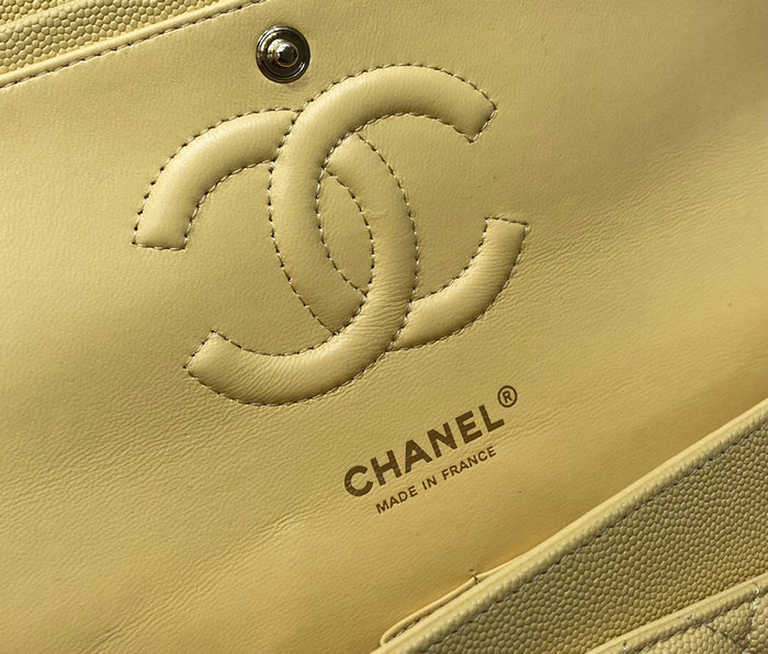 Classic Chanel Grain Calfskin Medium Flap Bag Yellow CF1112