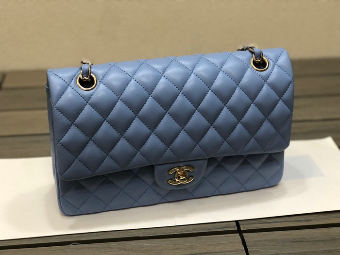 Classic Chanel Lambskin Medium Flap Bag Blue CF1112