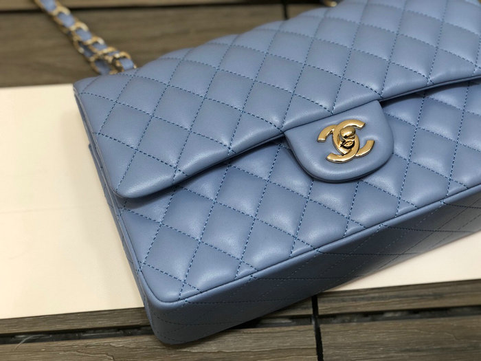 Classic Chanel Lambskin Medium Flap Bag Blue CF1112