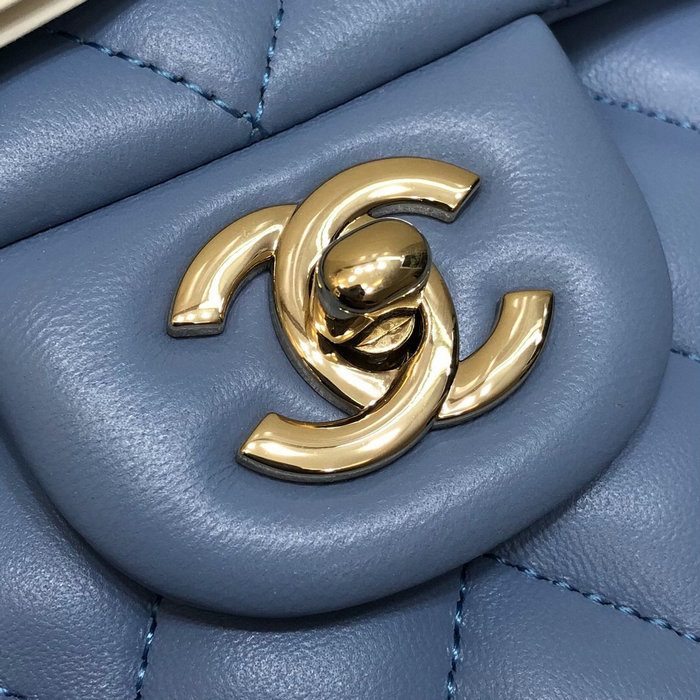 Classic Chanel Lambskin Medium Flap Bag Blue CF1112