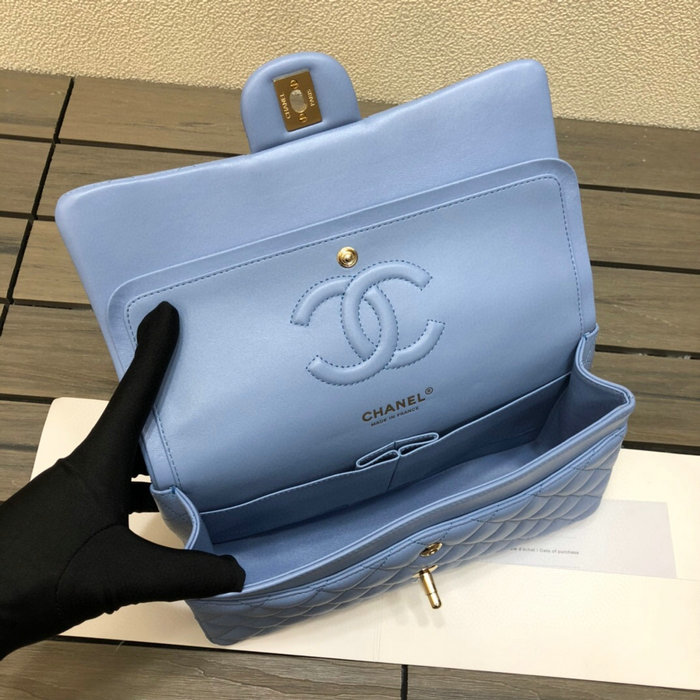 Classic Chanel Lambskin Medium Flap Bag Blue CF1112