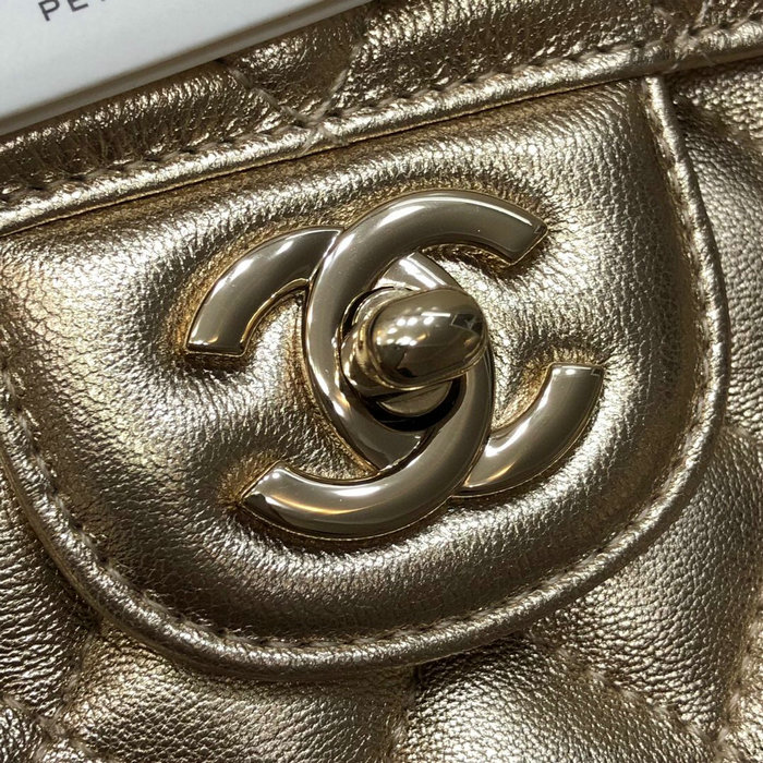 Classic Chanel Lambskin Medium Flap Bag Gold CF1112