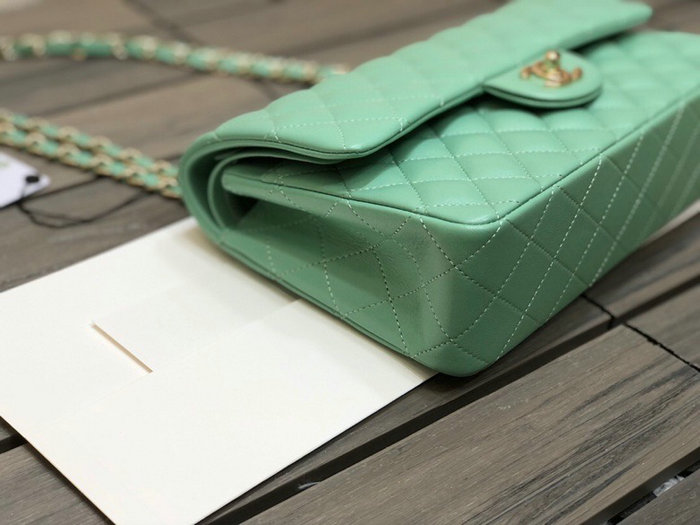 Classic Chanel Lambskin Medium Flap Bag Green CF1112