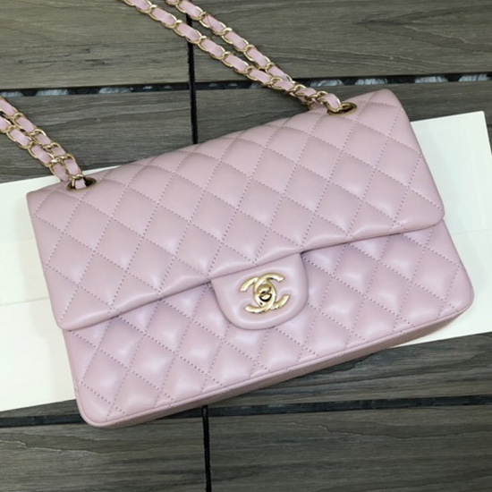 Classic Chanel Lambskin Medium Flap Bag Pink CF1112