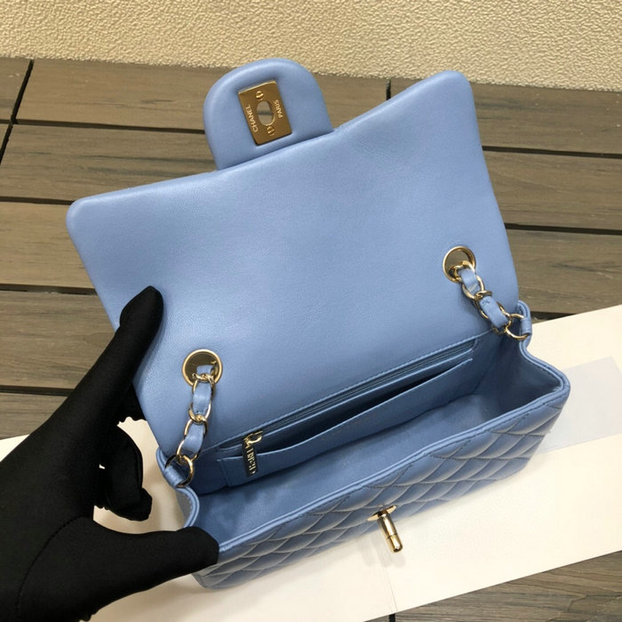 Classic Chanel Lambskin Small Flap Bag Blue CF1116