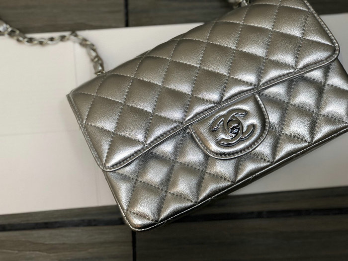 Classic Chanel Lambskin Small Flap Bag Silver CF1116