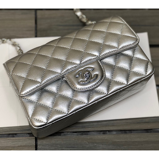 Classic Chanel Lambskin Small Flap Bag Silver CF1116