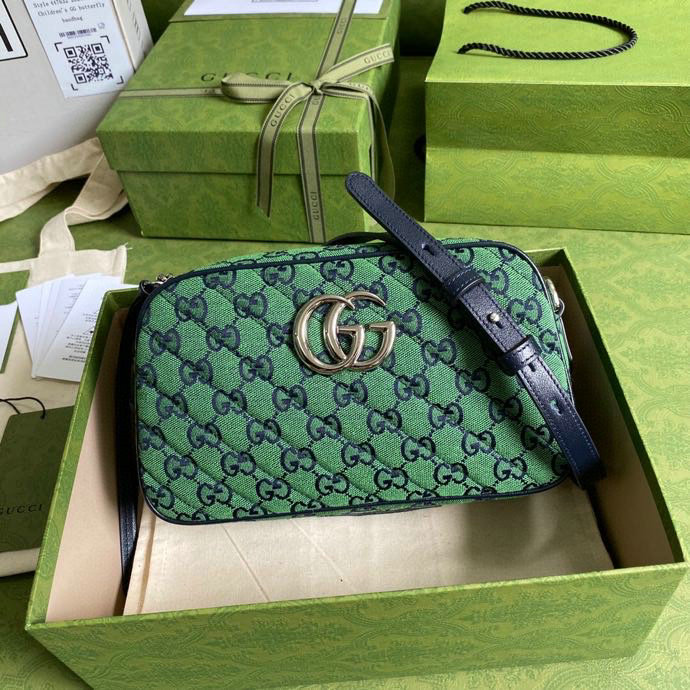 Gucci GG Marmont Multicolor Small Shoulder Bag Green 447632