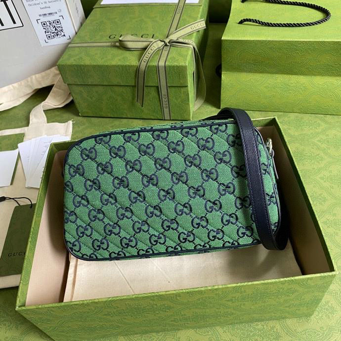 Gucci GG Marmont Multicolor Small Shoulder Bag Green 447632