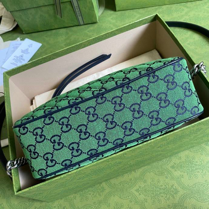 Gucci GG Marmont Multicolor Small Shoulder Bag Green 447632