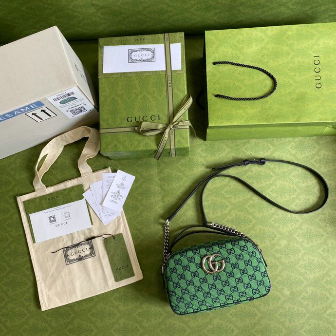 Gucci GG Marmont Multicolor Small Shoulder Bag Green 447632