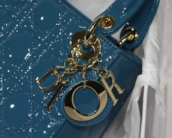 Mini Lady Dior Patent Bag Blue D91701