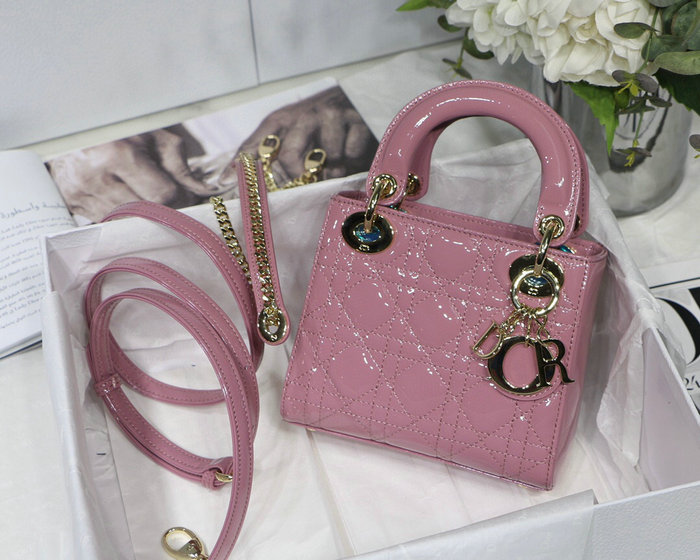 Mini Lady Dior Patent Bag Pink D91701