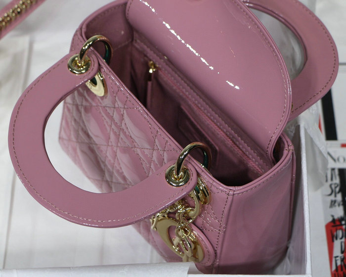 Mini Lady Dior Patent Bag Pink D91701