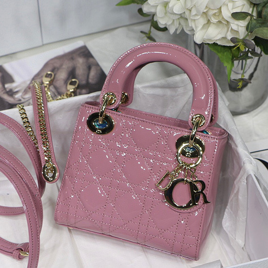 Mini Lady Dior Patent Bag Pink D91701