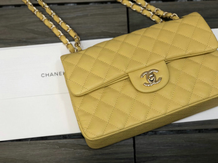 Small Classic Chanel Flap Bag Yellow A01117