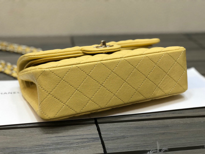 Small Classic Chanel Flap Bag Yellow A01117