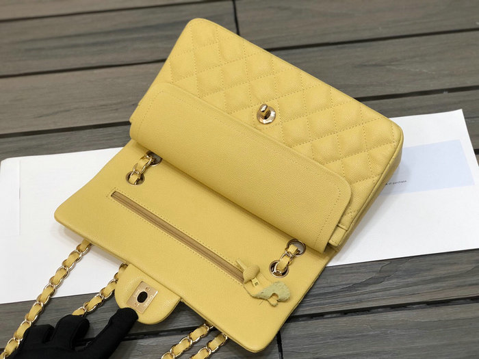 Small Classic Chanel Flap Bag Yellow A01117