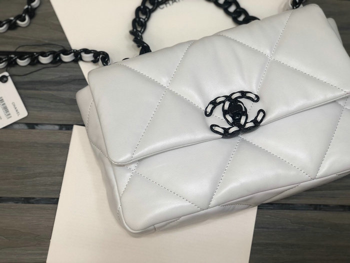 Chanel 19 Lambskin Flap Bag White AS1160