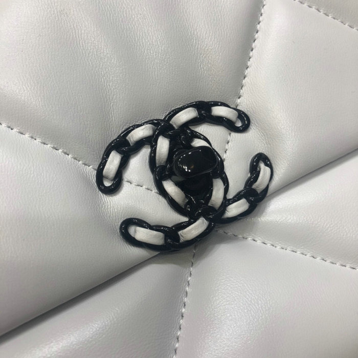 Chanel 19 Lambskin Large Flap Bag White AS1161