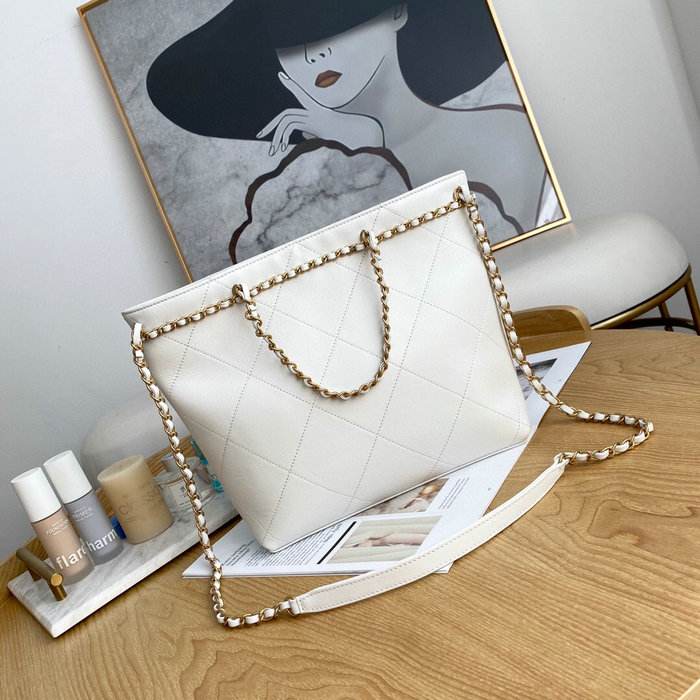 Chanel Calfskin Small Tote White AS2374