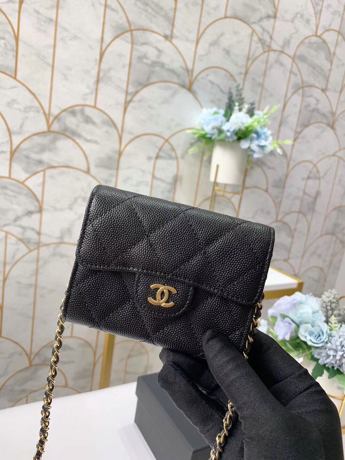 Chanel Grained Calfskin Mini Chain Wallet AP81465