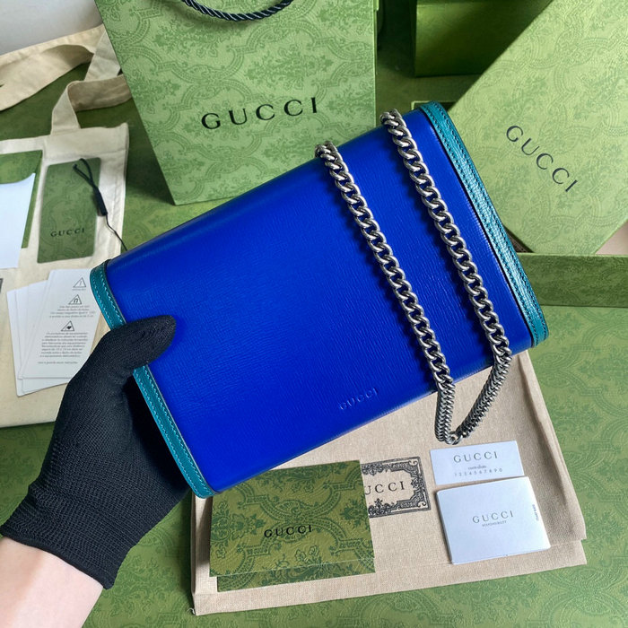 Gucci Dionysus Leather Mini Chain Bag Blue 401231