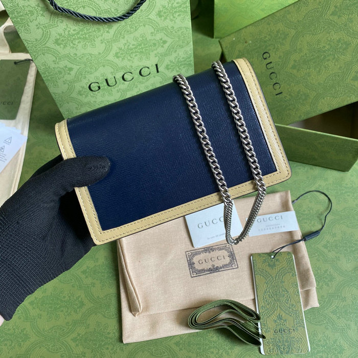 Gucci Dionysus Leather Mini Chain Bag Blue and Red 476432