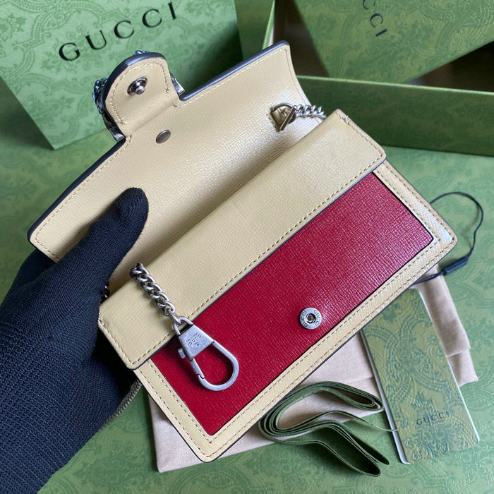 Gucci Dionysus Leather Mini Chain Bag Blue and Red 476432