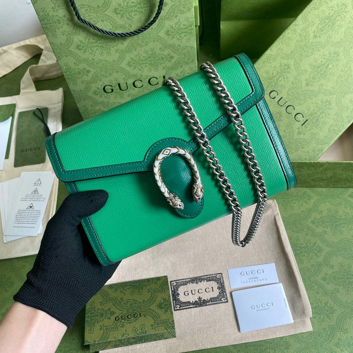 Gucci Dionysus Leather Mini Chain Bag Green 401231