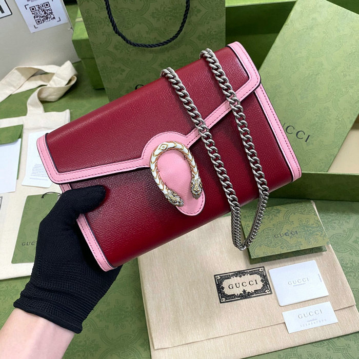 Gucci Dionysus Leather Mini Chain Bag Red 401231