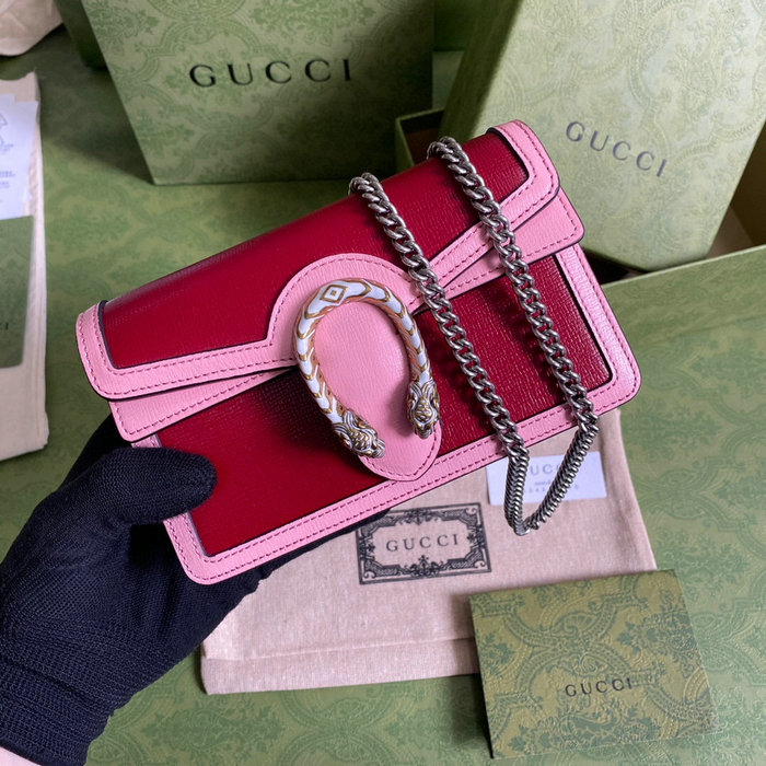 Gucci Dionysus Leather Mini Chain Bag Red 476432