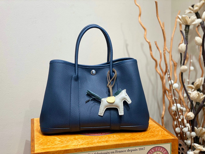 Hermes Leather Garden Party 30 36 Bag Blue HG30361