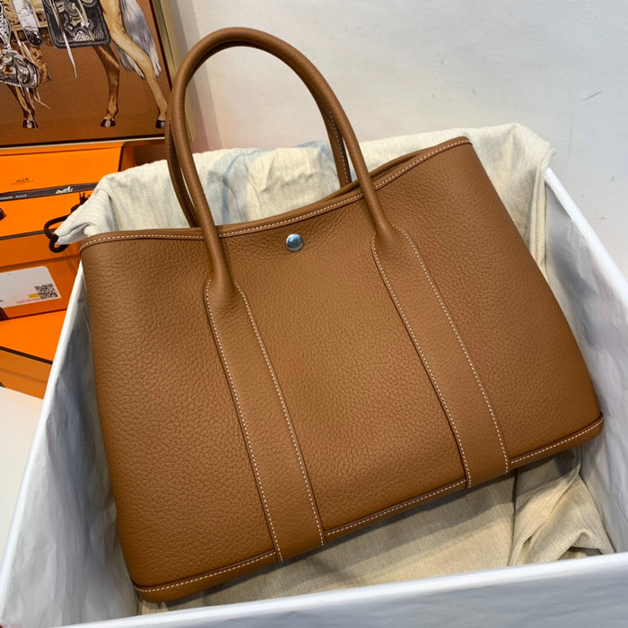 Hermes Leather Garden Party 30 36 Bag Brown HG30361