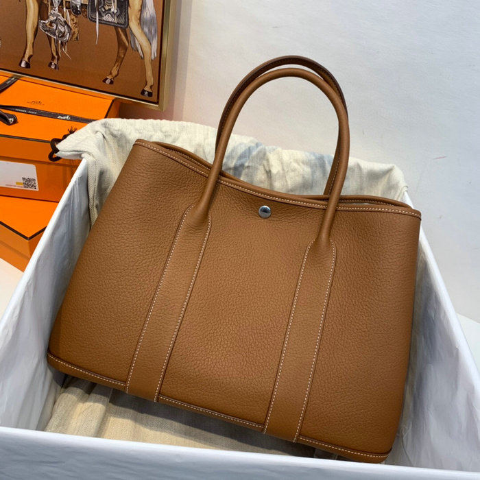 Hermes Leather Garden Party 30 36 Bag Brown HG30361