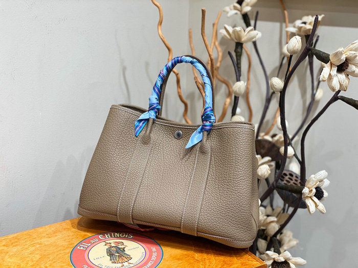 Hermes Leather Garden Party 30 36 Bag Grey HG30361