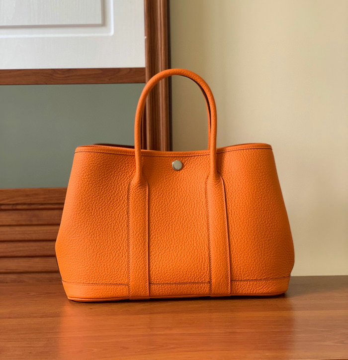 Hermes Leather Garden Party 30 36 Bag Orange HG30361