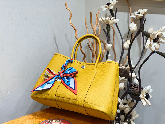 Hermes Leather Garden Party 30 36 Bag Yellow HG30361