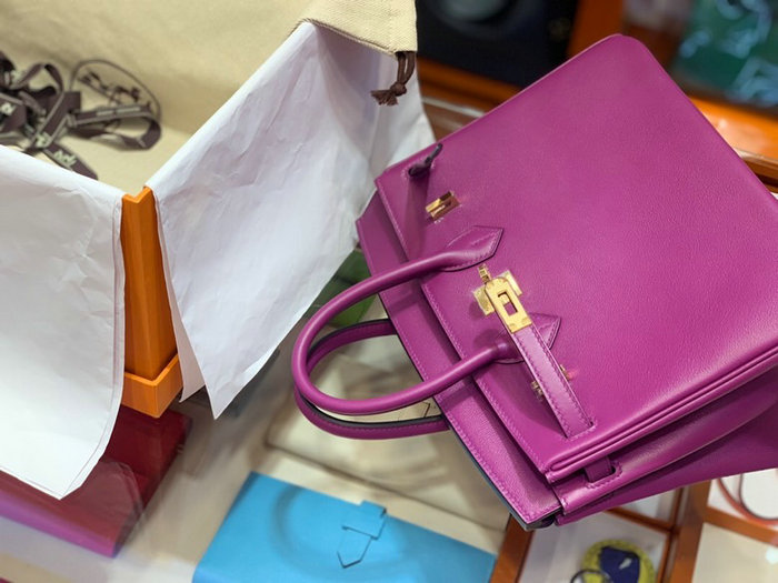 Hermes Swift Leather Birkin Bag Purple HB2530356