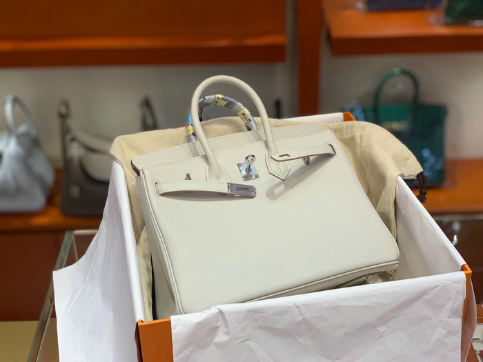 Hermes Swift Leather Birkin Bag White HB2530356