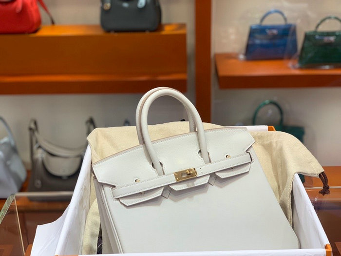 Hermes Swift Leather Birkin Bag White HB2530356