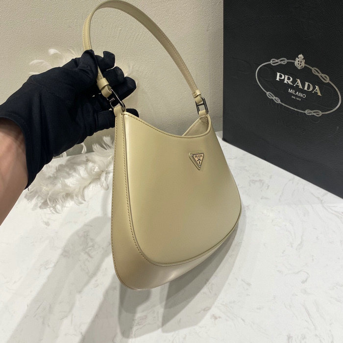 Prada Cleo Brushed Leather Shoulder Bag Beige 1BC499