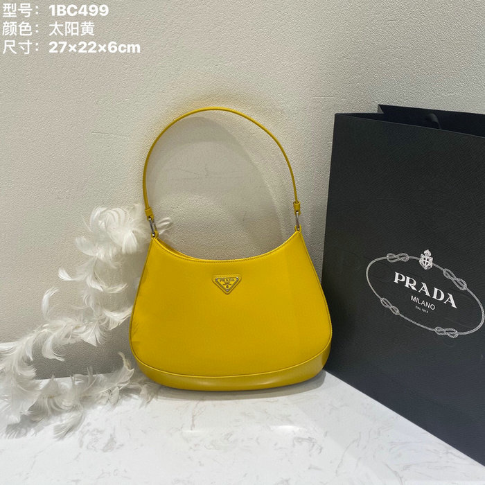 Prada Cleo Brushed Leather Shoulder Bag Yellow 1BC499