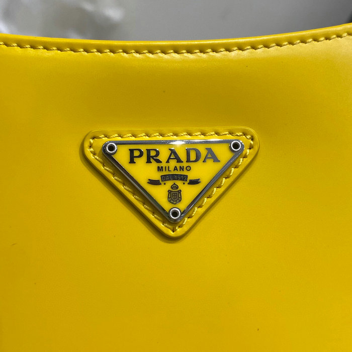 Prada Cleo Brushed Leather Shoulder Bag Yellow 1BC499