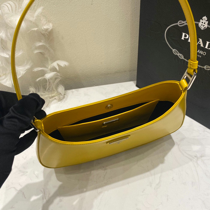 Prada Cleo Brushed Leather Shoulder Bag Yellow 1BC499